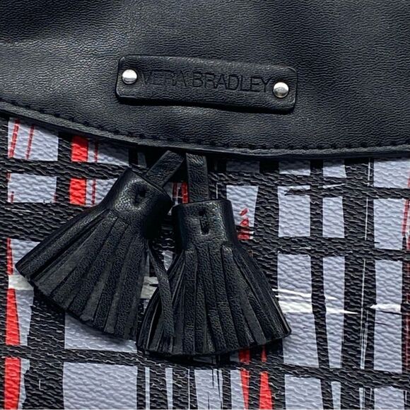 Vera Bradley Abstract Plaid Wristlet Clutch Gray Black Red - Picture 2 of 8